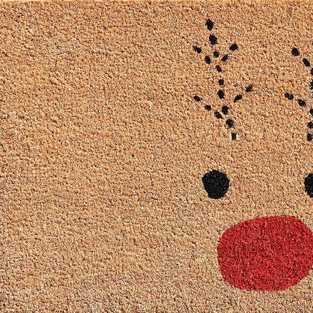 17" X 29" Natural Black and Red Coir Reindeer Outdoor Christmas Door Mat