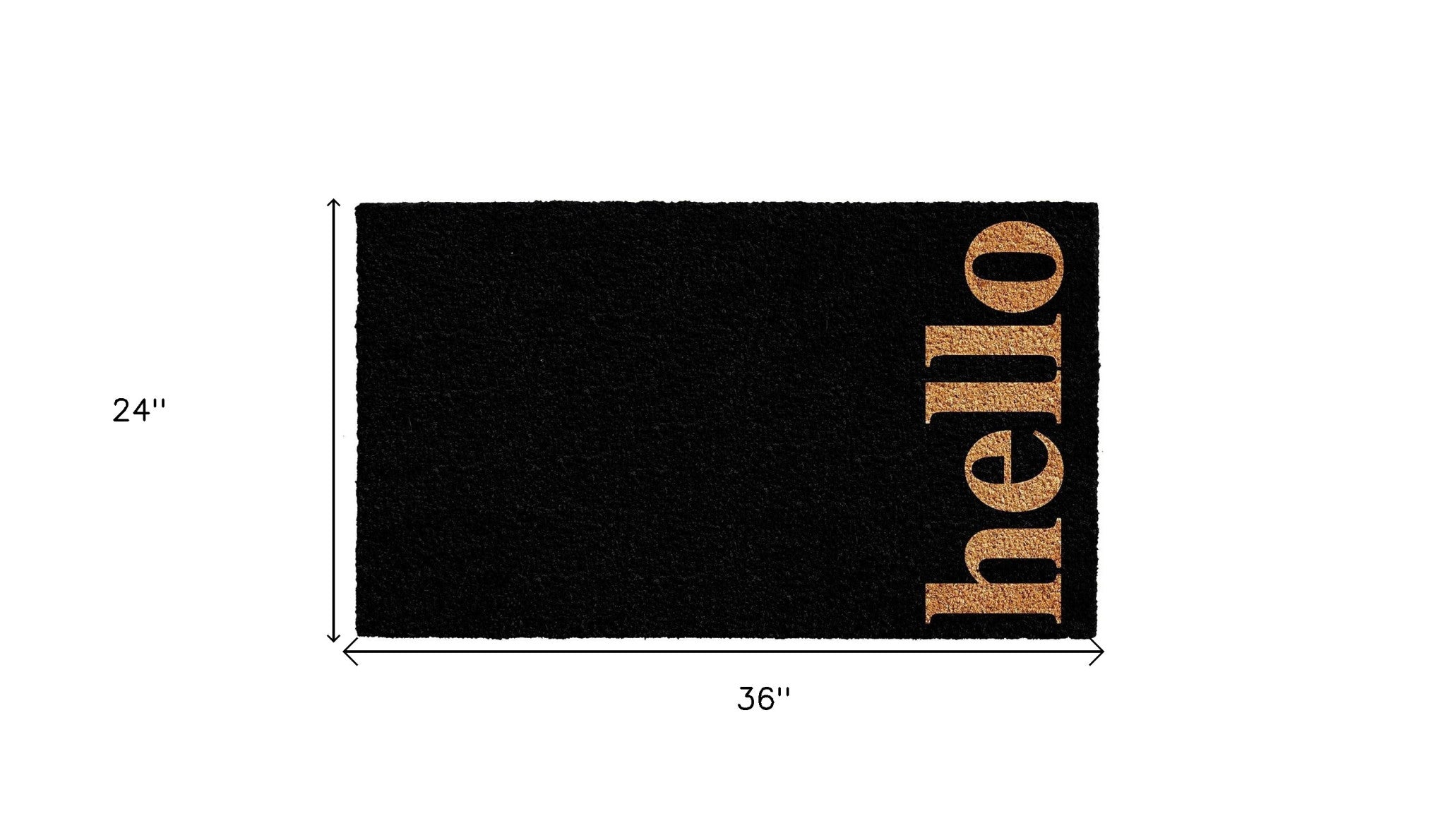 24" X 36" Black and Natural Coir Hello Outdoor Door Mat