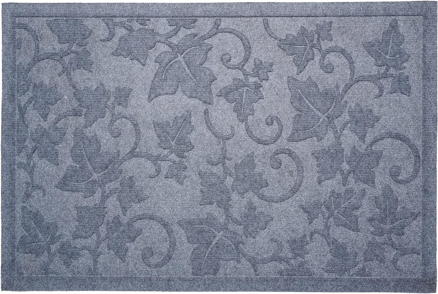 24" X 36" Light Gray Rubber Botanical Leaves Outdoor Door Mat