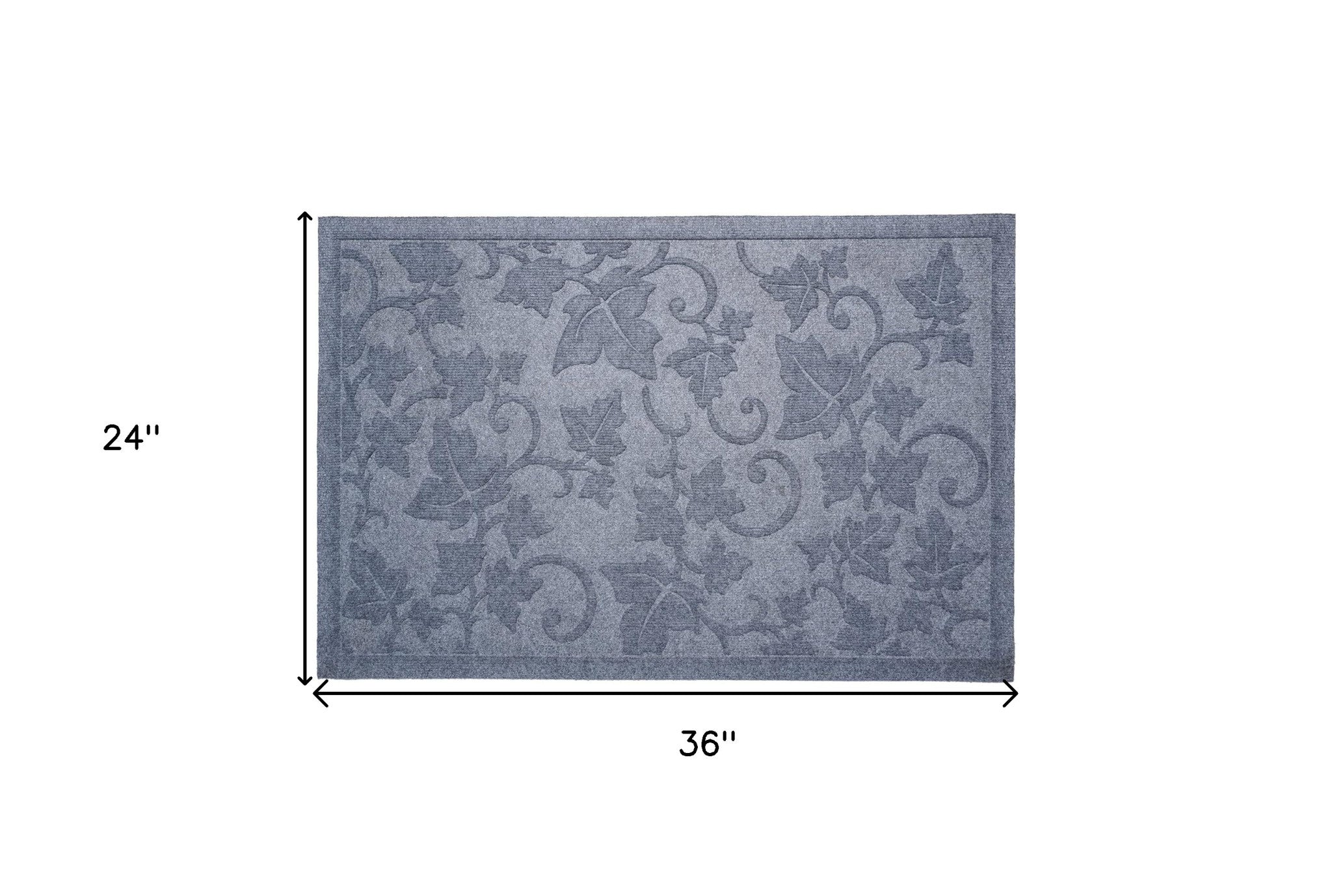 24" X 36" Light Gray Rubber Botanical Leaves Outdoor Door Mat