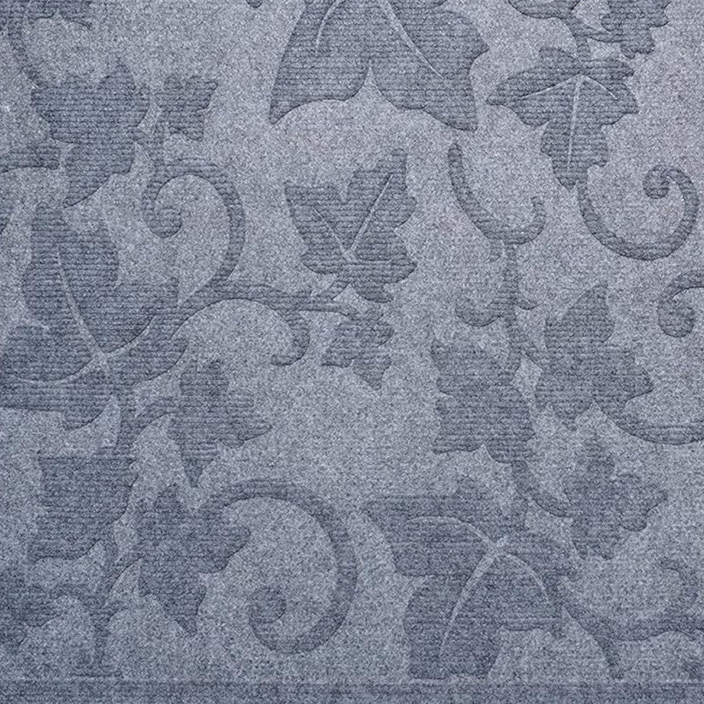 24" X 36" Light Gray Rubber Botanical Leaves Outdoor Door Mat