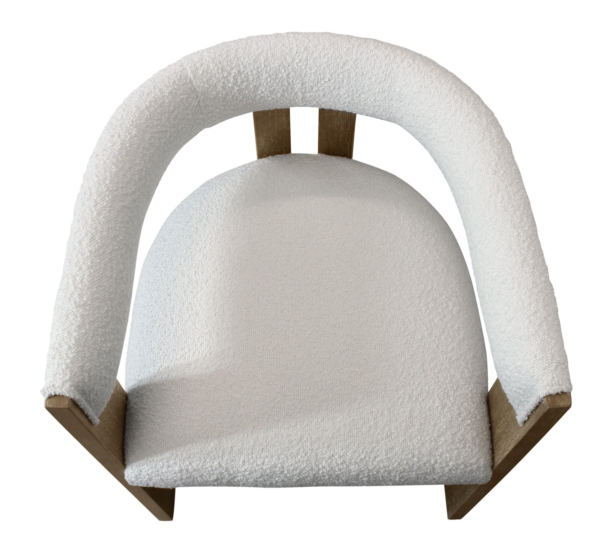 Ivory and Brown Upholstered Boucle Open Back Dining Arm Chair