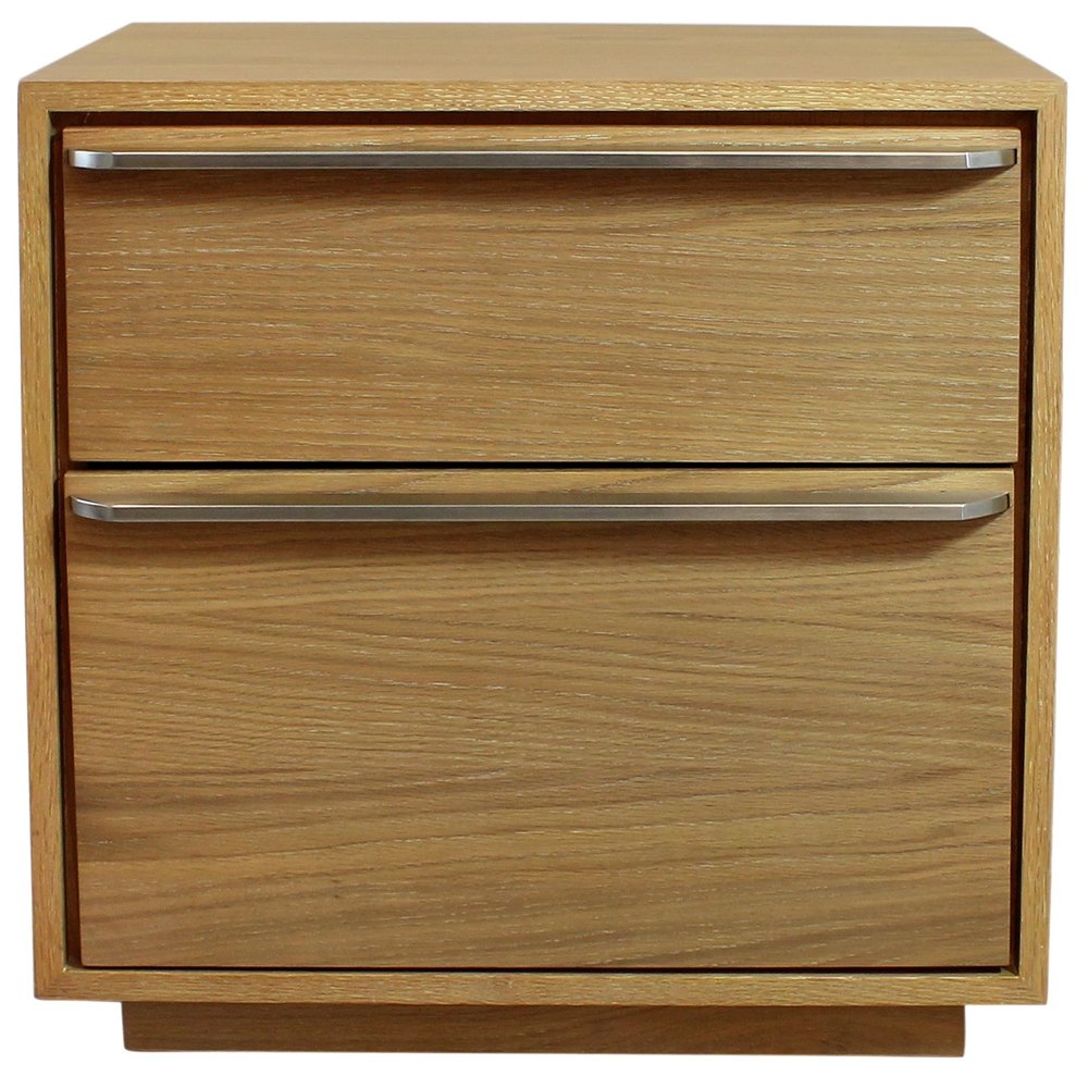 24" Natural Solid and Manufactured Wood Two Drawer Nightstand