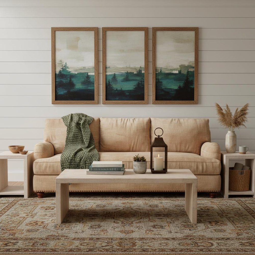 Three Piece Natural Solid Wood Distressed Sled Coffee And End Tables Set