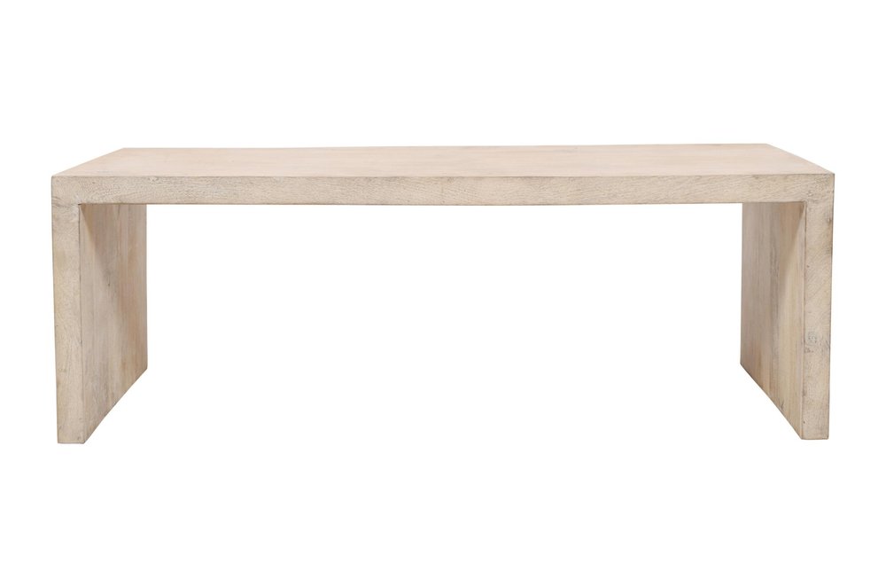 Three Piece Natural Solid Wood Distressed Sled Coffee And End Tables Set