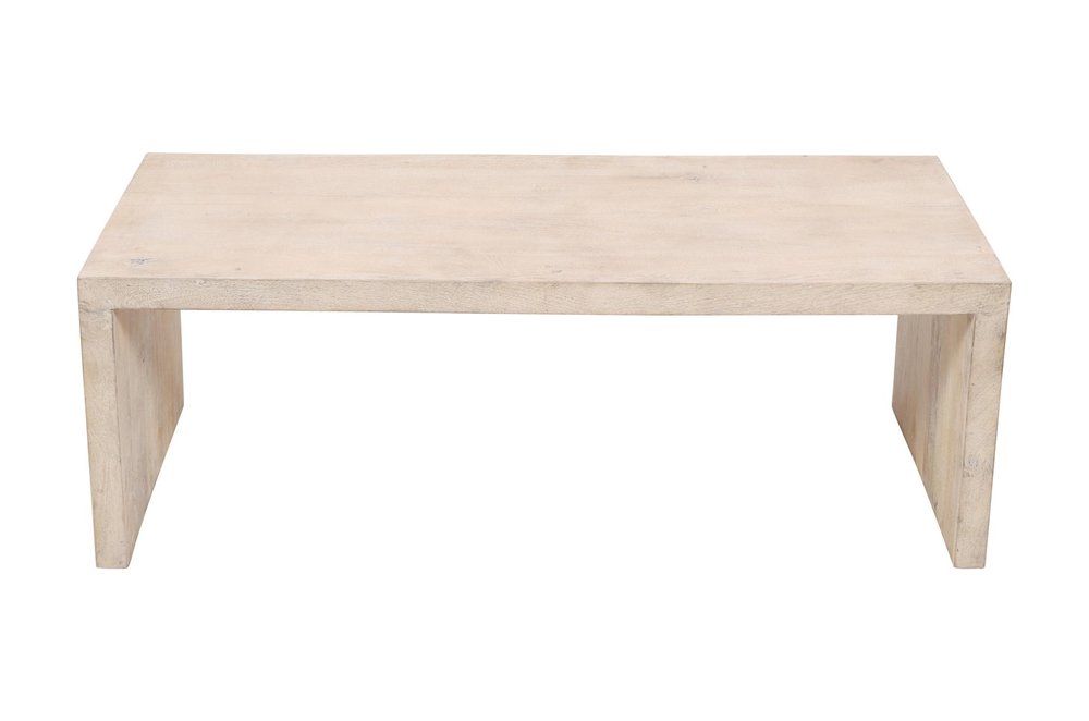 Three Piece Natural Solid Wood Distressed Sled Coffee And End Tables Set