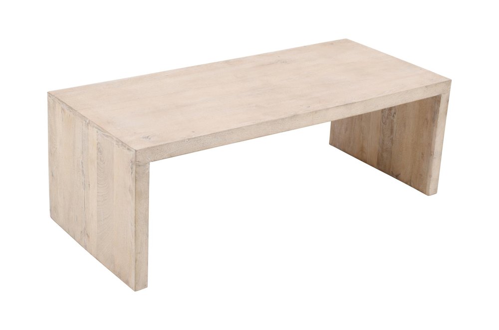 Three Piece Natural Solid Wood Distressed Sled Coffee And End Tables Set