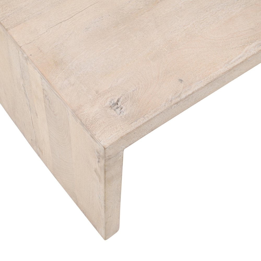 Three Piece Natural Solid Wood Distressed Sled Coffee And End Tables Set