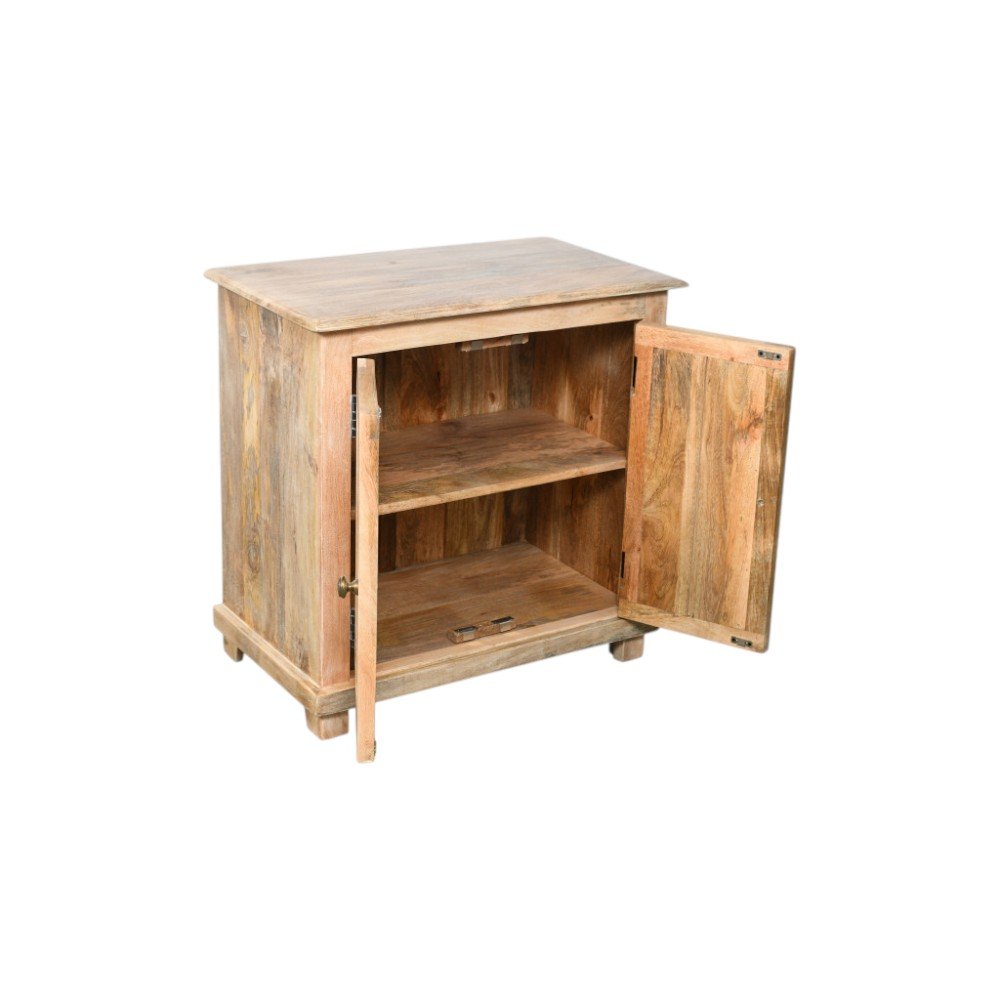 28" Distressed Natural Solid Wood Nightstand With Storage