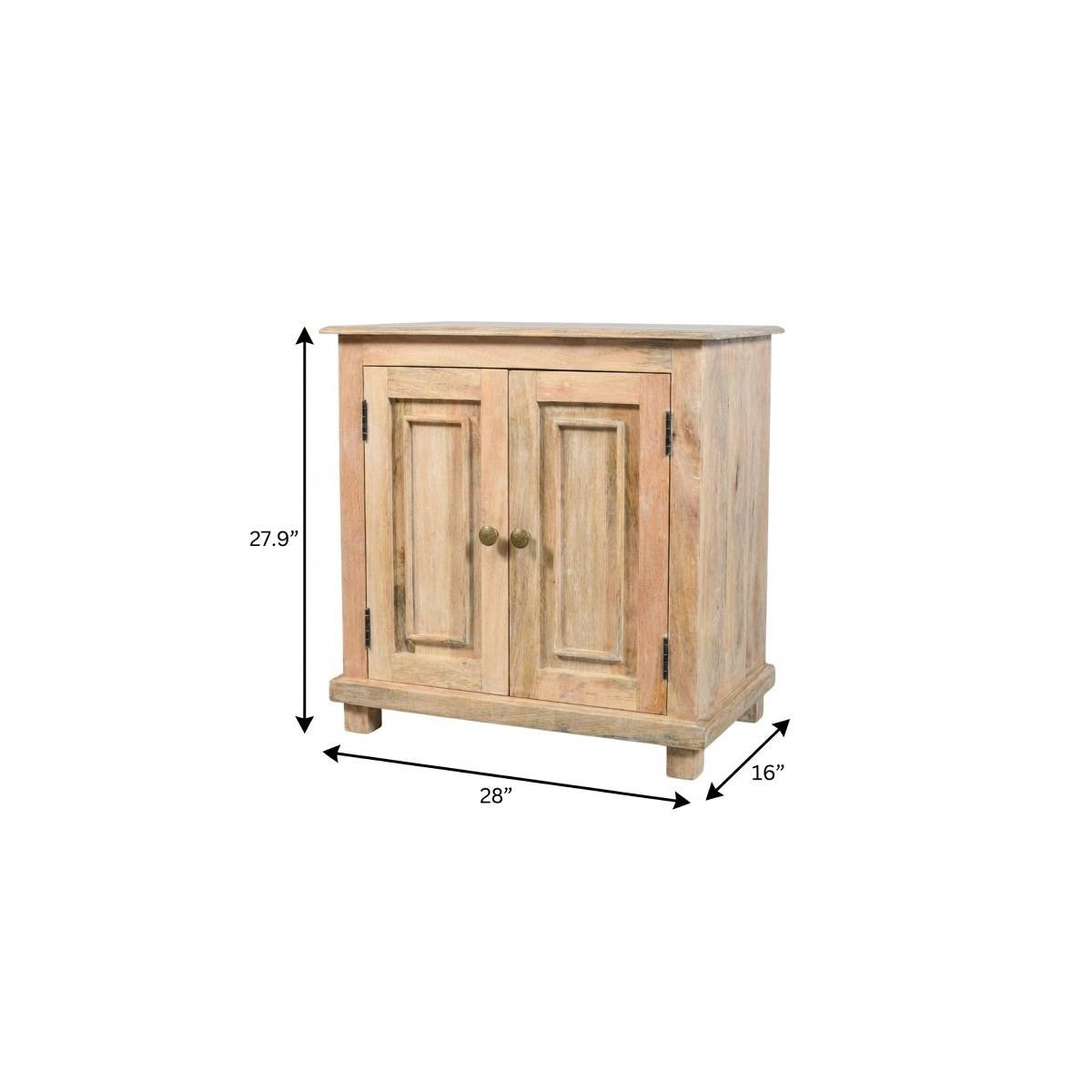 28" Distressed Natural Solid Wood Nightstand With Storage