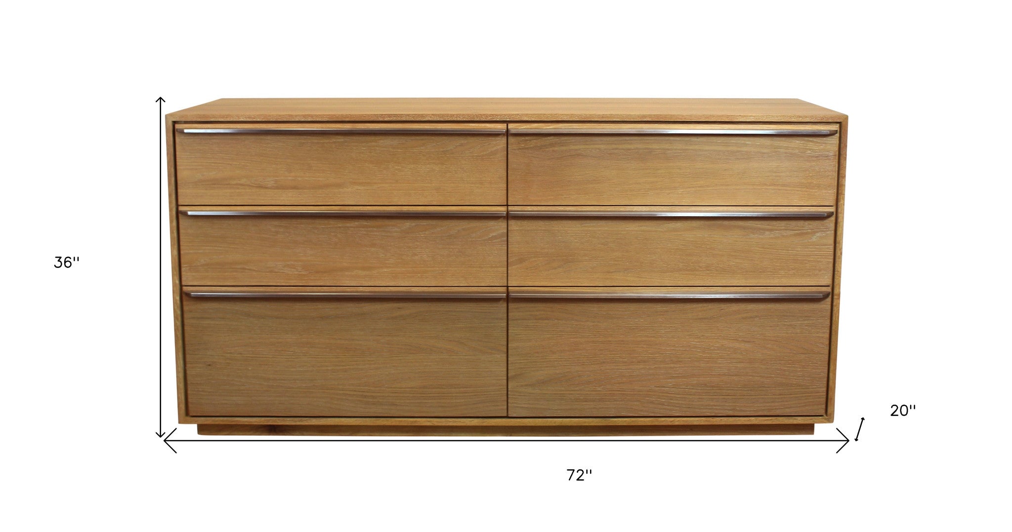 72" Brown Solid Wood Six Drawer Double Dresser