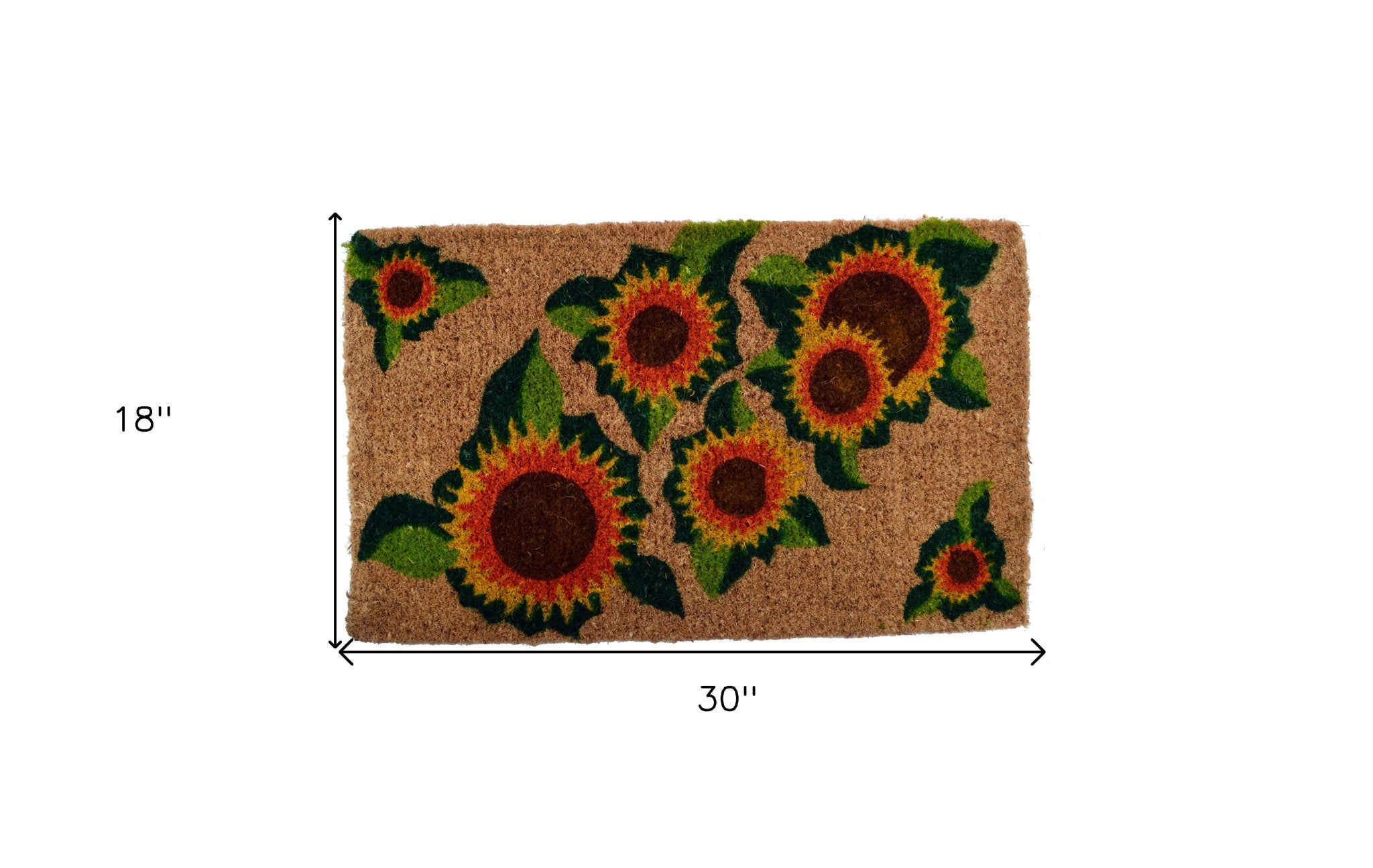 18" X 30" Brown Orange And Yellow Floral Outdoor Coir Door Mat