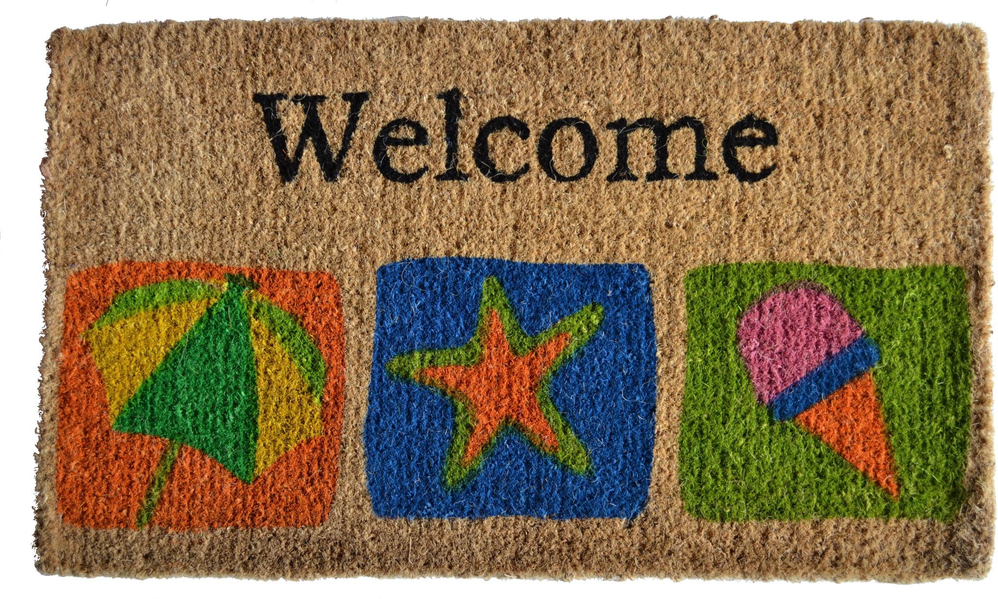 18" X 30" Brown Star Welcome Outdoor Coir Door Mat