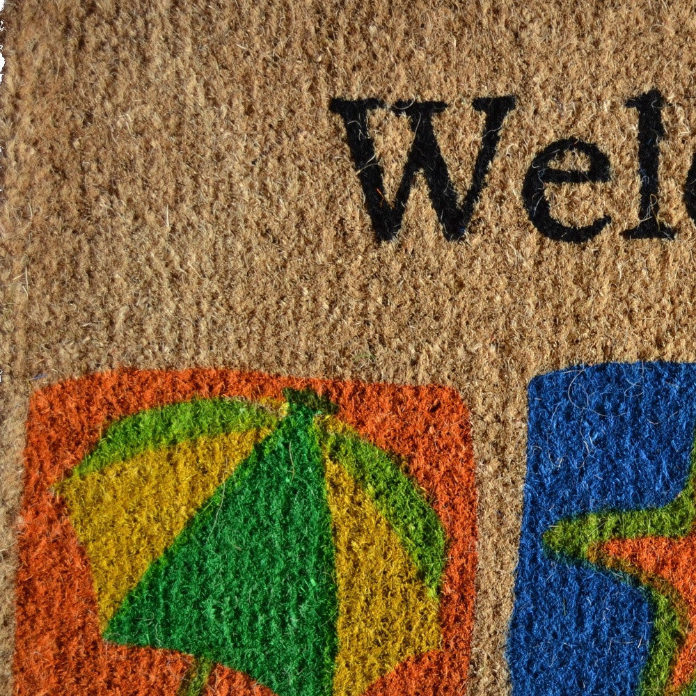 18" X 30" Brown Star Welcome Outdoor Coir Door Mat
