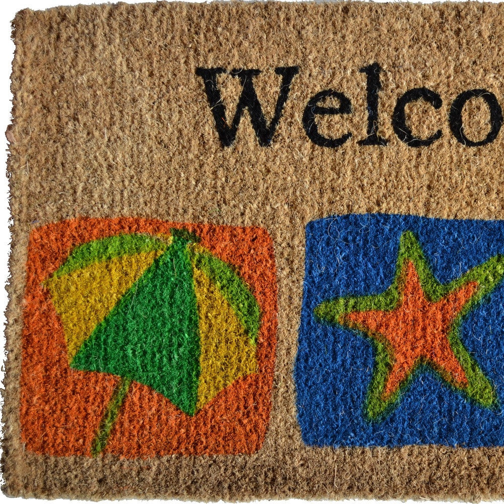 18" X 30" Brown Star Welcome Outdoor Coir Door Mat