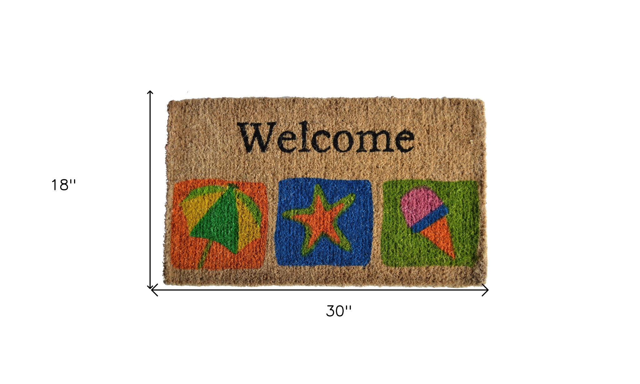18" X 30" Brown Star Welcome Outdoor Coir Door Mat