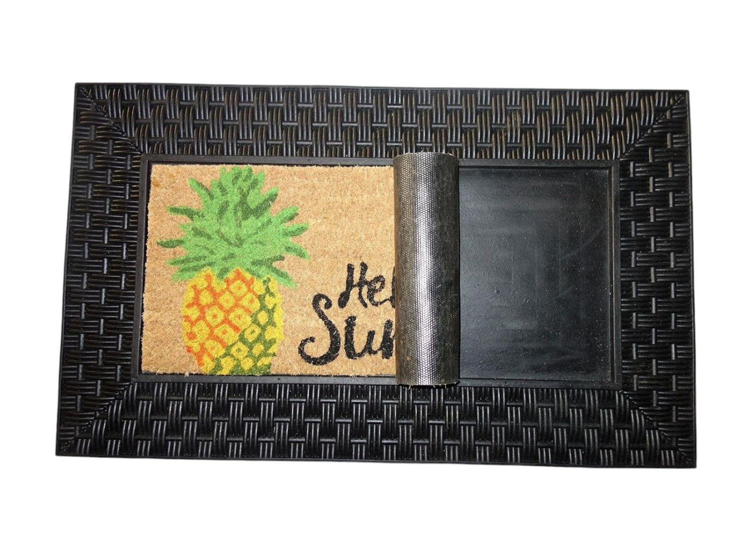 18" X 30" Brown And Black Spring Summer Outdoor Rubber And Coir Door Mat With Insert