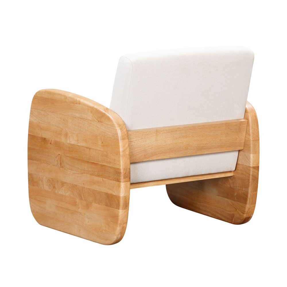 29" White And Natural Linen Arm Chair