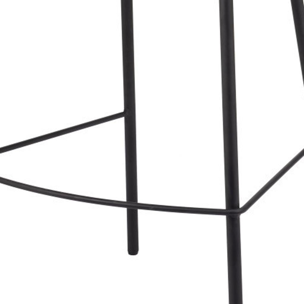 30" Ivory And Black Shearling And Fabric And Steel Bar Height Bar Chair