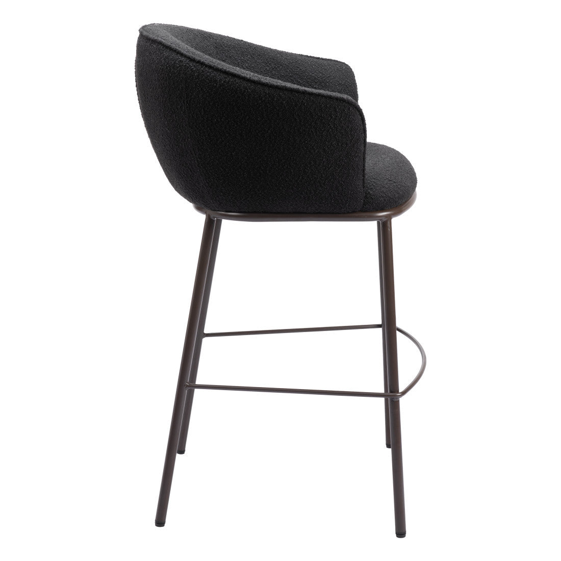 30" Black And Bronze Shearling And Fabric And Steel Bar Height Bar Chair