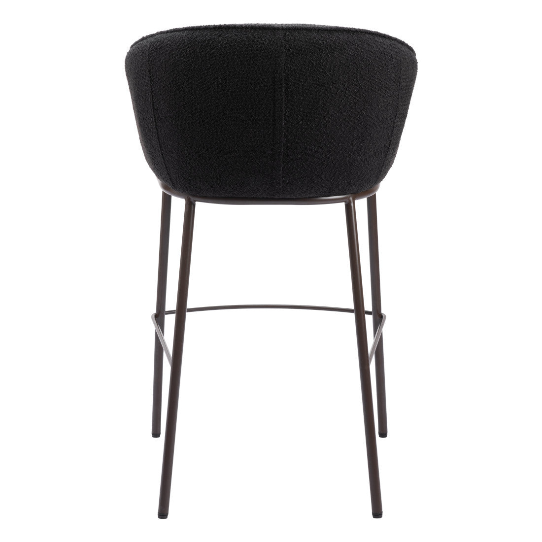30" Black And Bronze Shearling And Fabric And Steel Bar Height Bar Chair