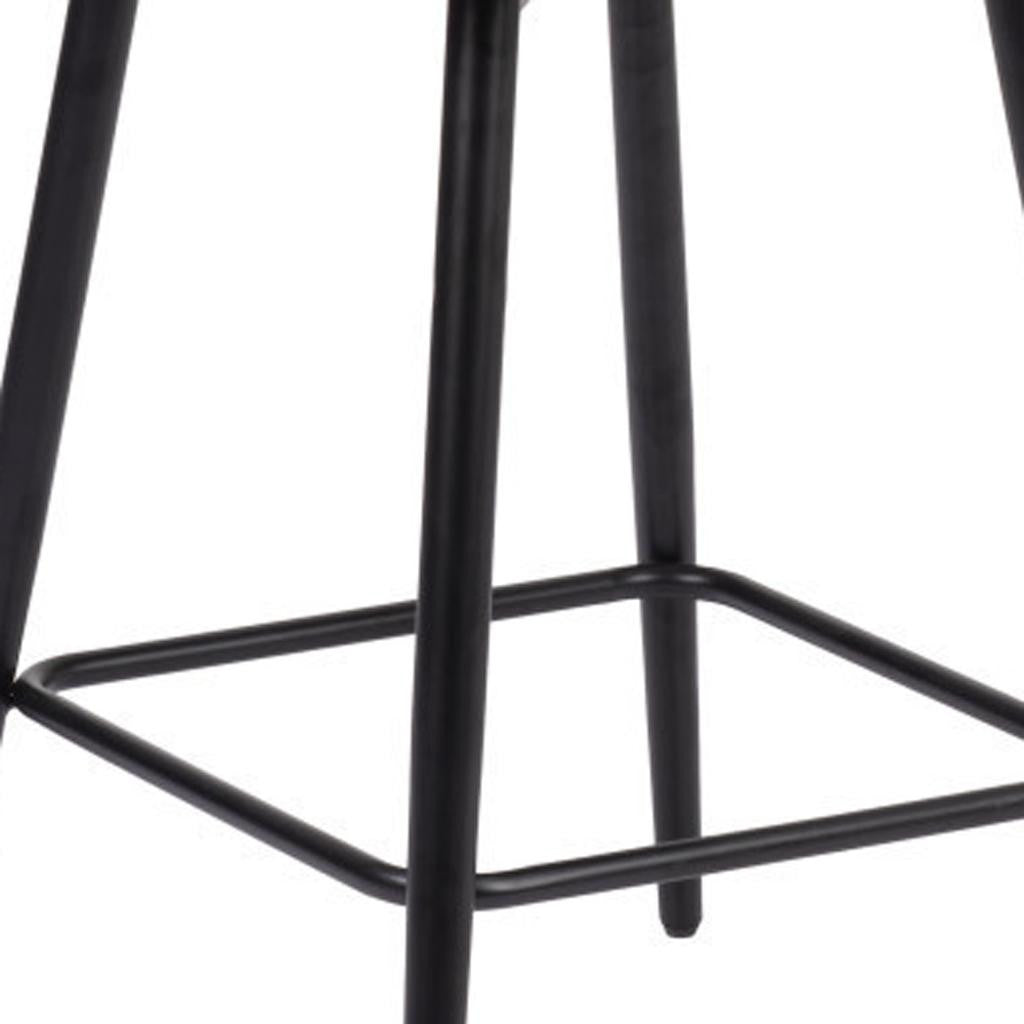 26" Brown And Black Faux Leather And Fabric And Steel Counter Height Swivel Bar Chair