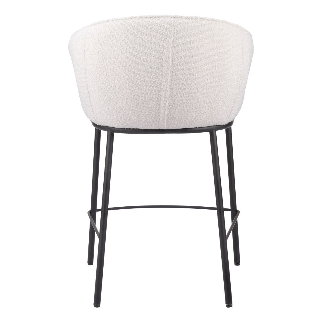 26" Ivory And Black Shearling And Fabric And Steel Counter Height Bar Chair