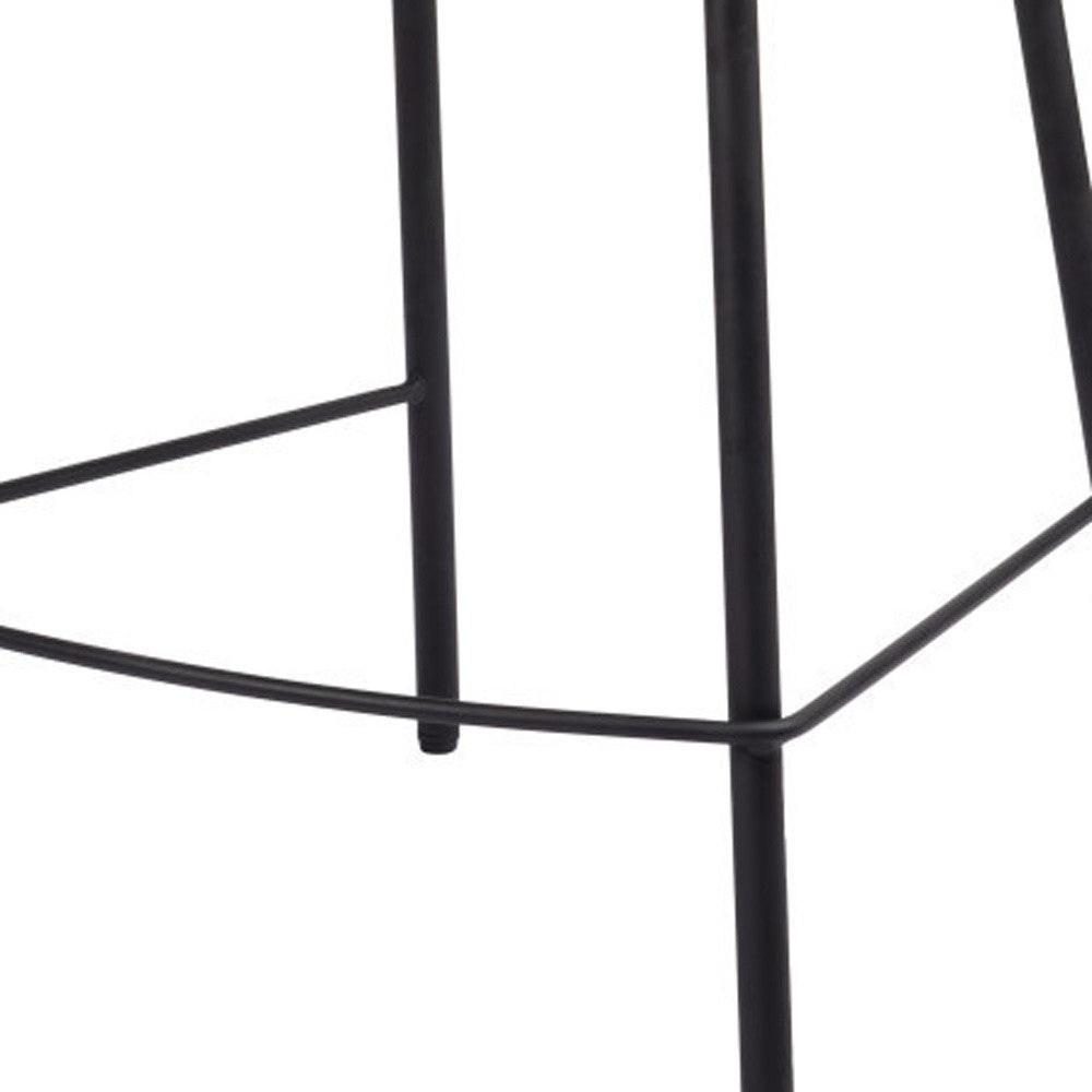 26" Ivory And Black Shearling And Fabric And Steel Counter Height Bar Chair