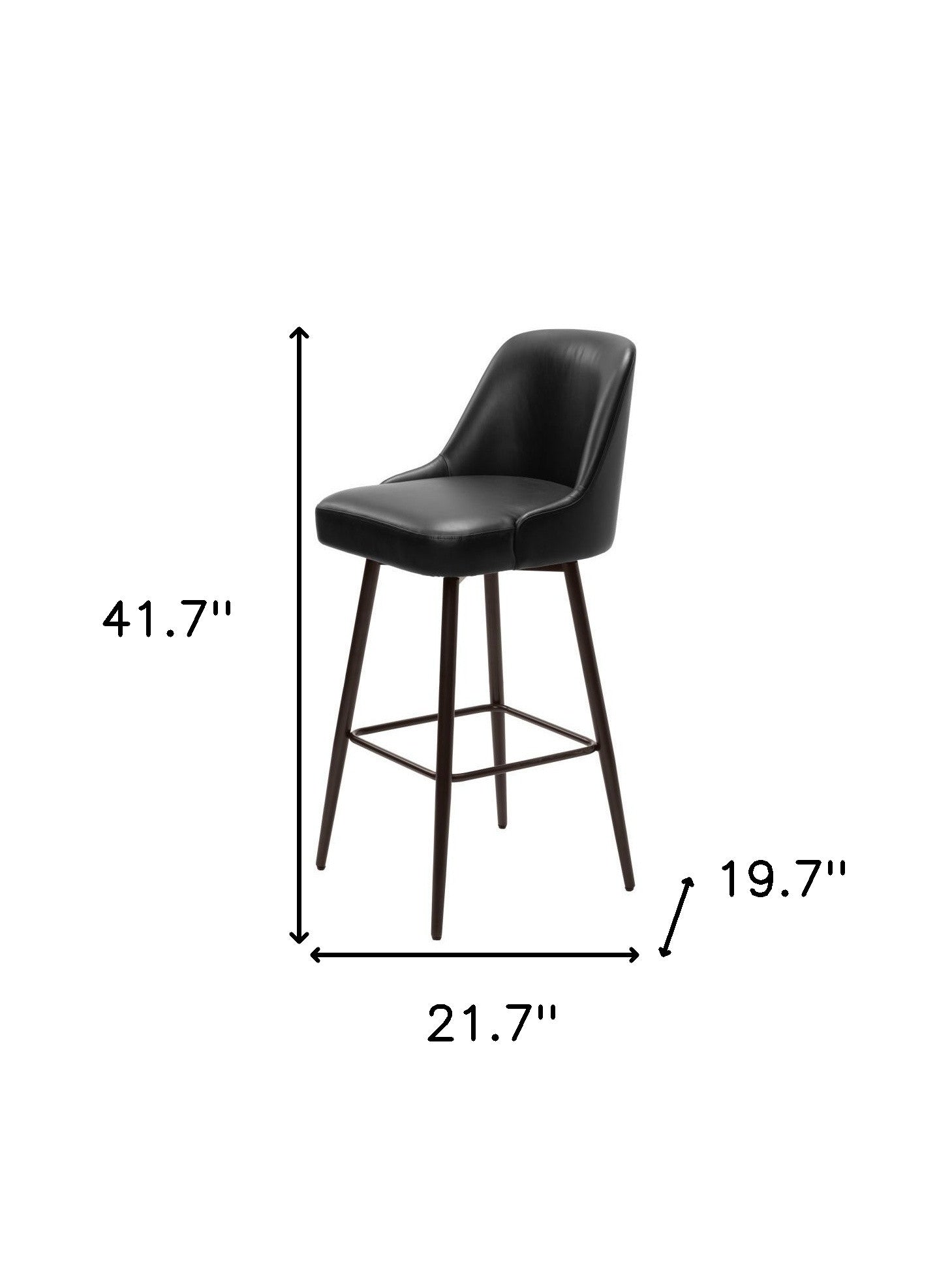 30" Black And Bronze Faux Leather And Fabric And Steel Bar Height Swivel Bar Chair