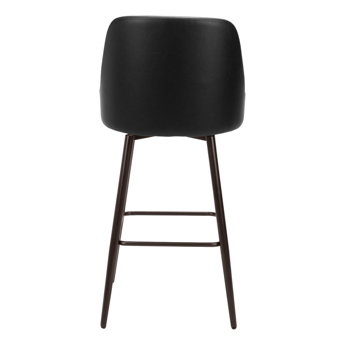 30" Black And Bronze Faux Leather And Fabric And Steel Bar Height Swivel Bar Chair