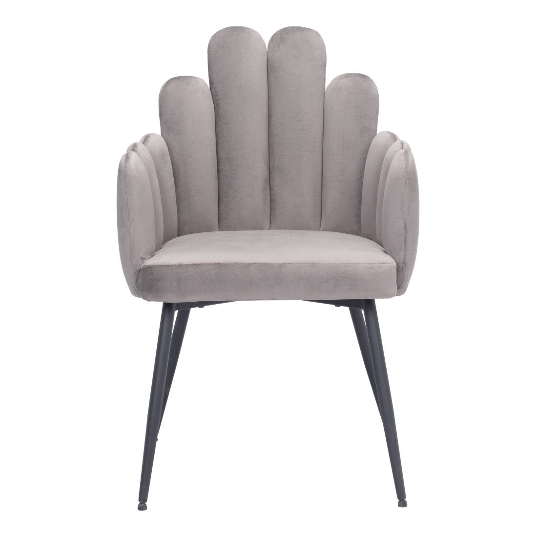 Set of Two Gray And Black Tufted Velvet And Steel Dining Arm Chairs