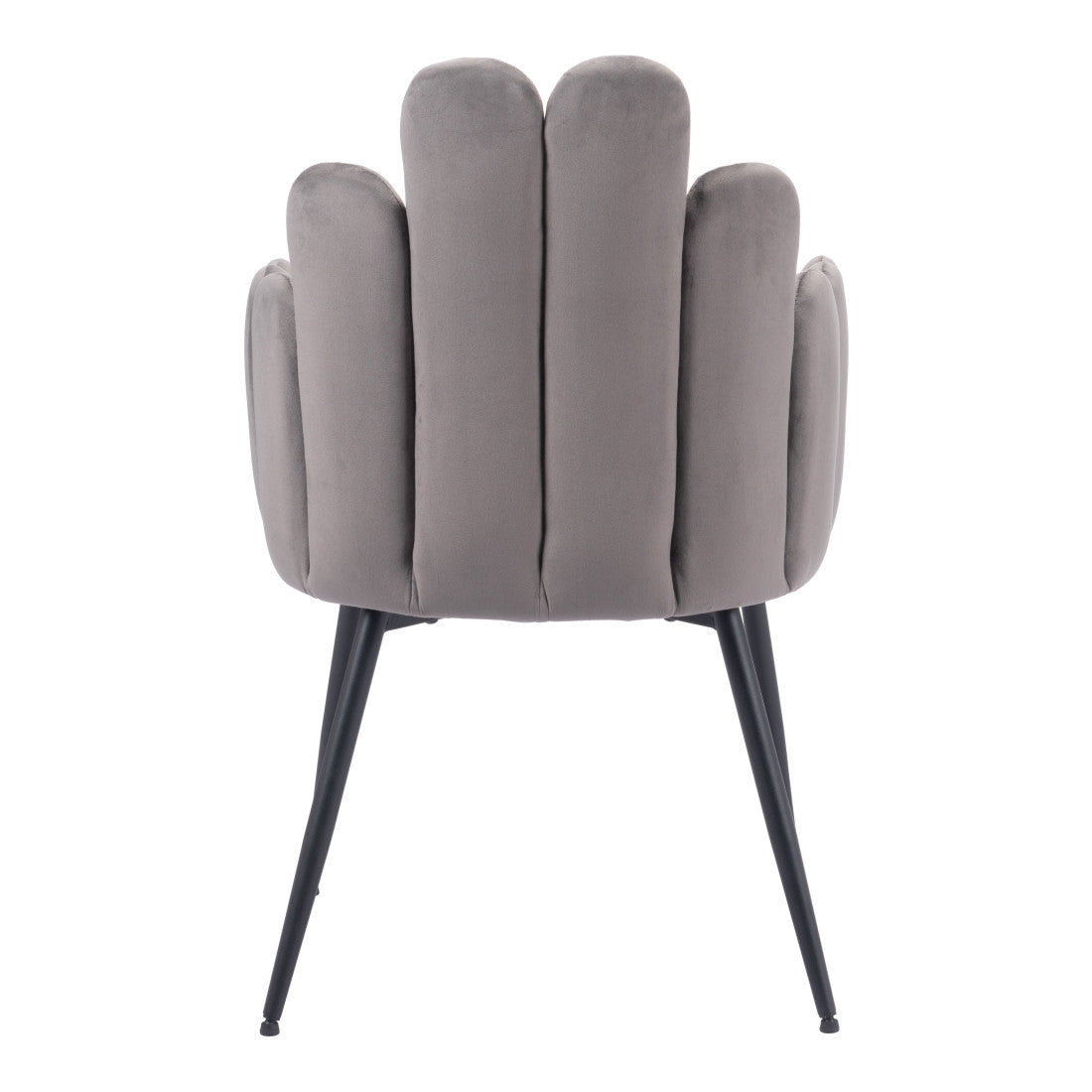 Set of Two Gray And Black Tufted Velvet And Steel Dining Arm Chairs