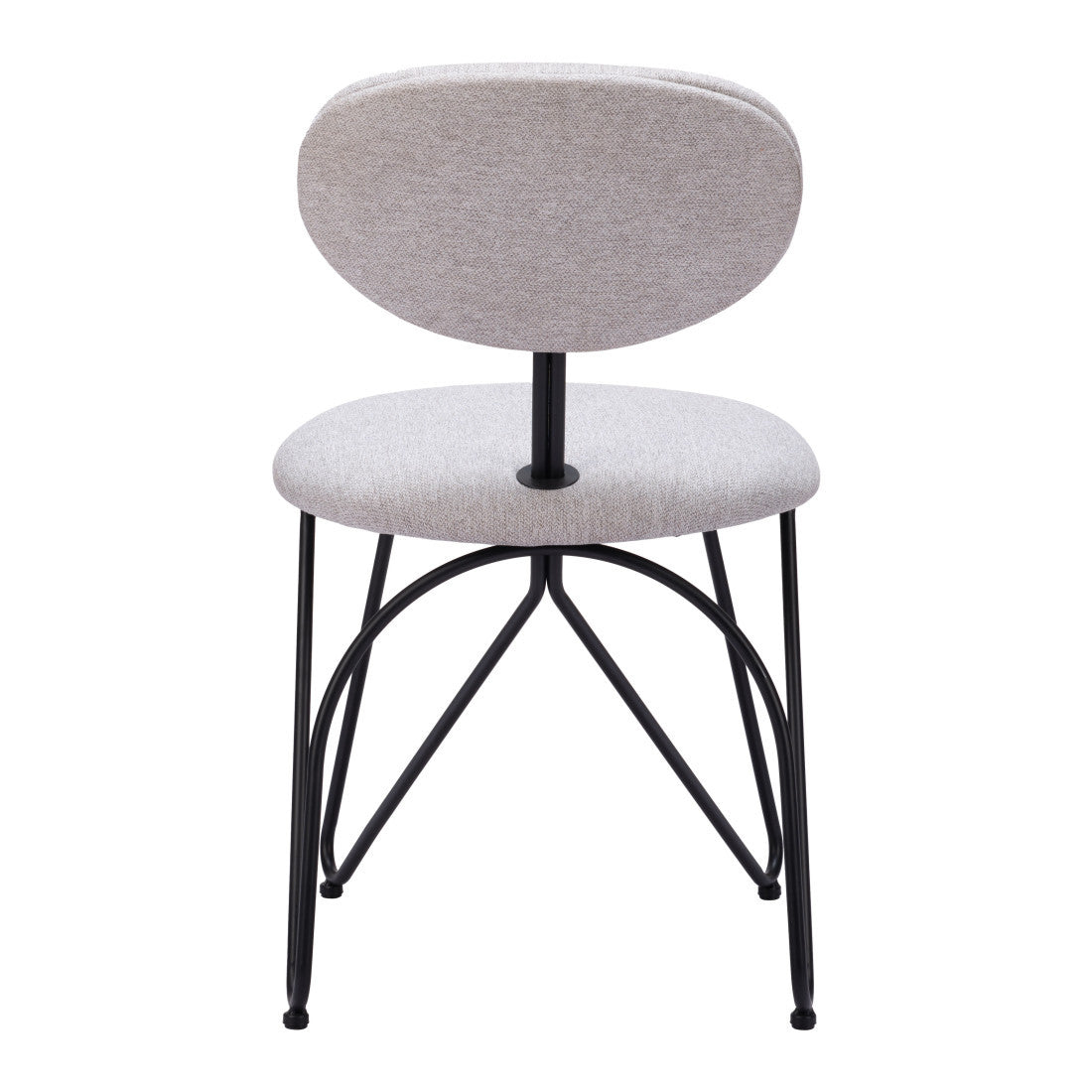 Set of Two Light Gray And Black Upholstery And Steel Dining Side Chairs