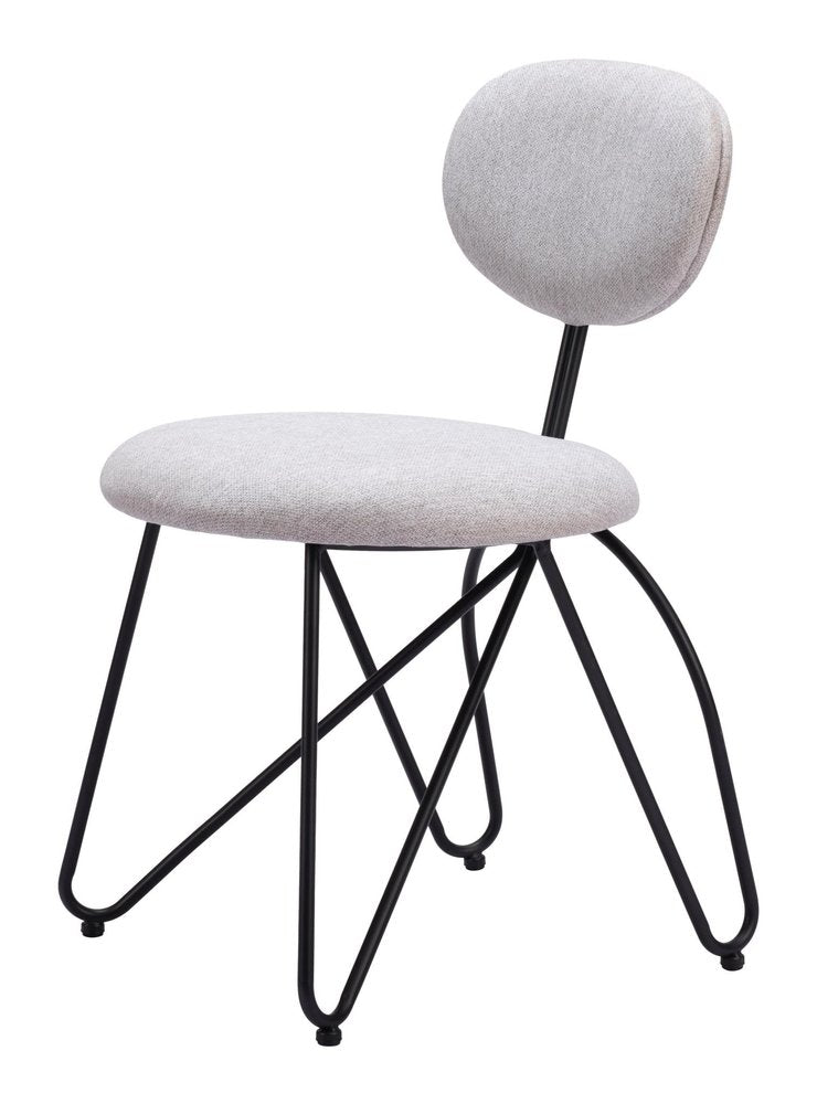 Set of Two Gray and Black Upholstery Open Back Dining Side Chairs