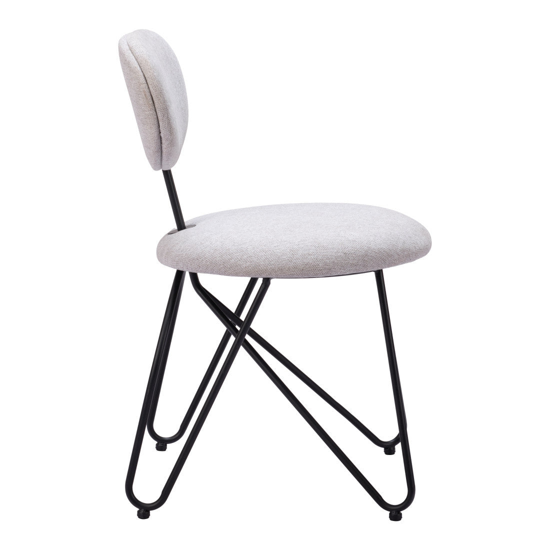 Set of Two Light Gray And Black Upholstery And Steel Dining Side Chairs