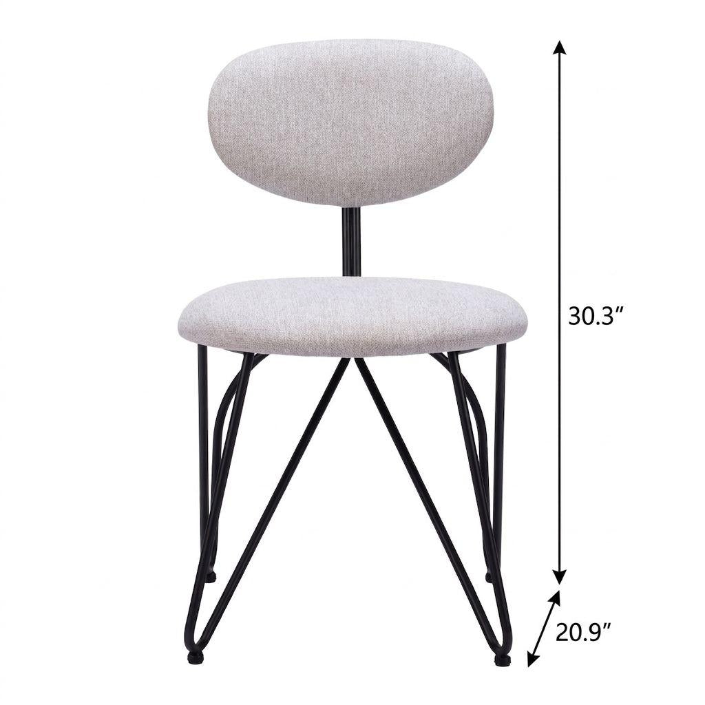 Set of Two Light Gray And Black Upholstery And Steel Dining Side Chairs