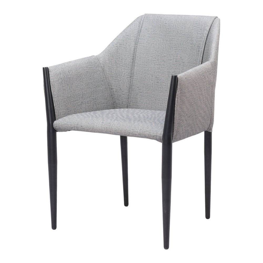 Set of Two Gray and Black Faux Leather Dining Arm Chairs