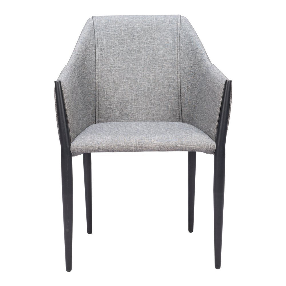 Set of Two Gray and Black Faux Leather Dining Arm Chairs