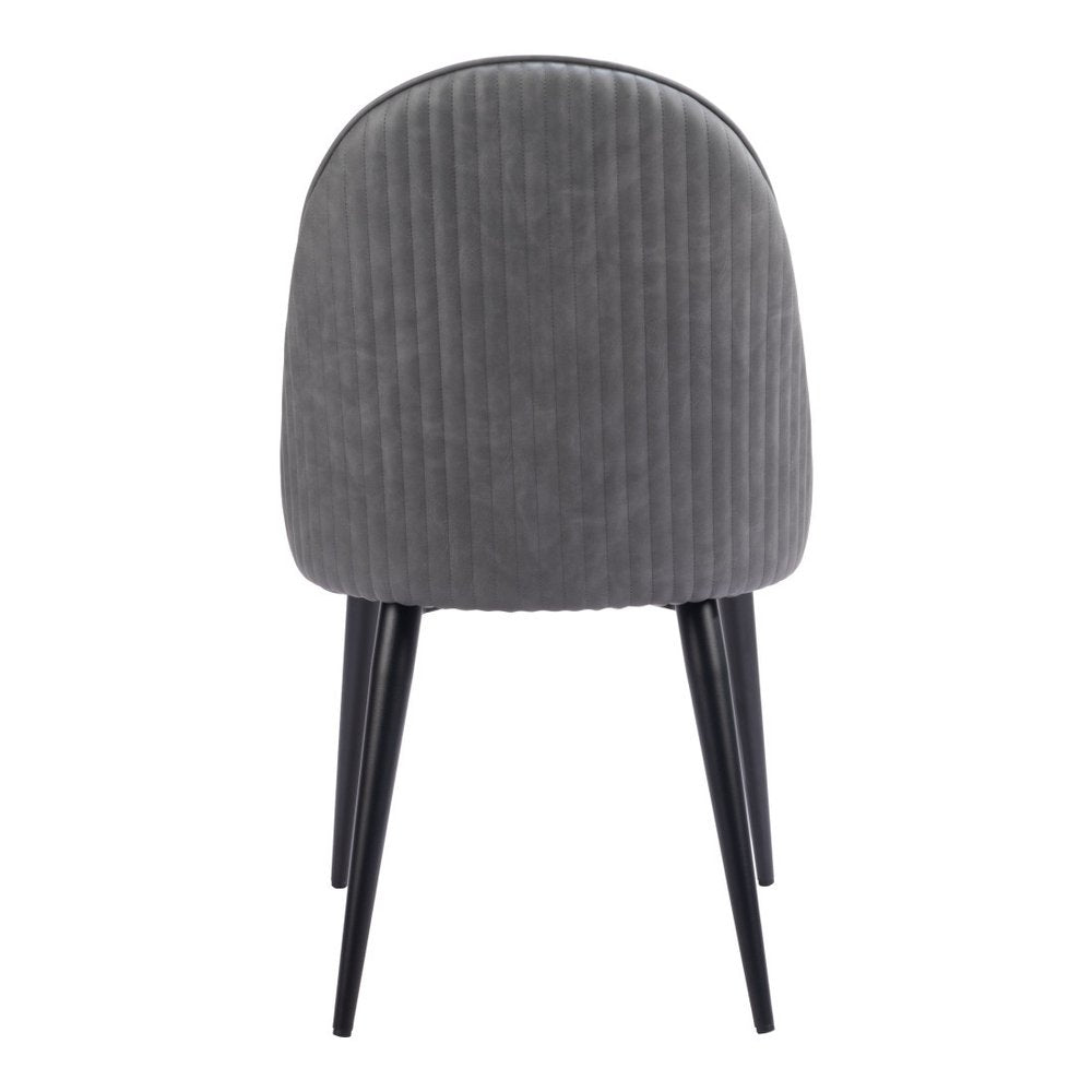 Set of Two Gray and Black Faux Leather Dining Side Chairs