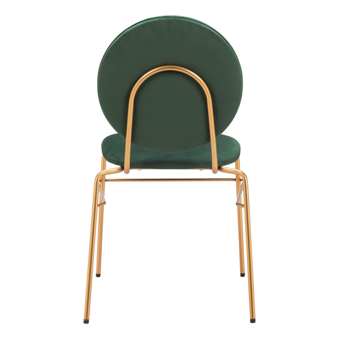 Set of Two Green And Gold Velvet And Steel Dining Side Chairs