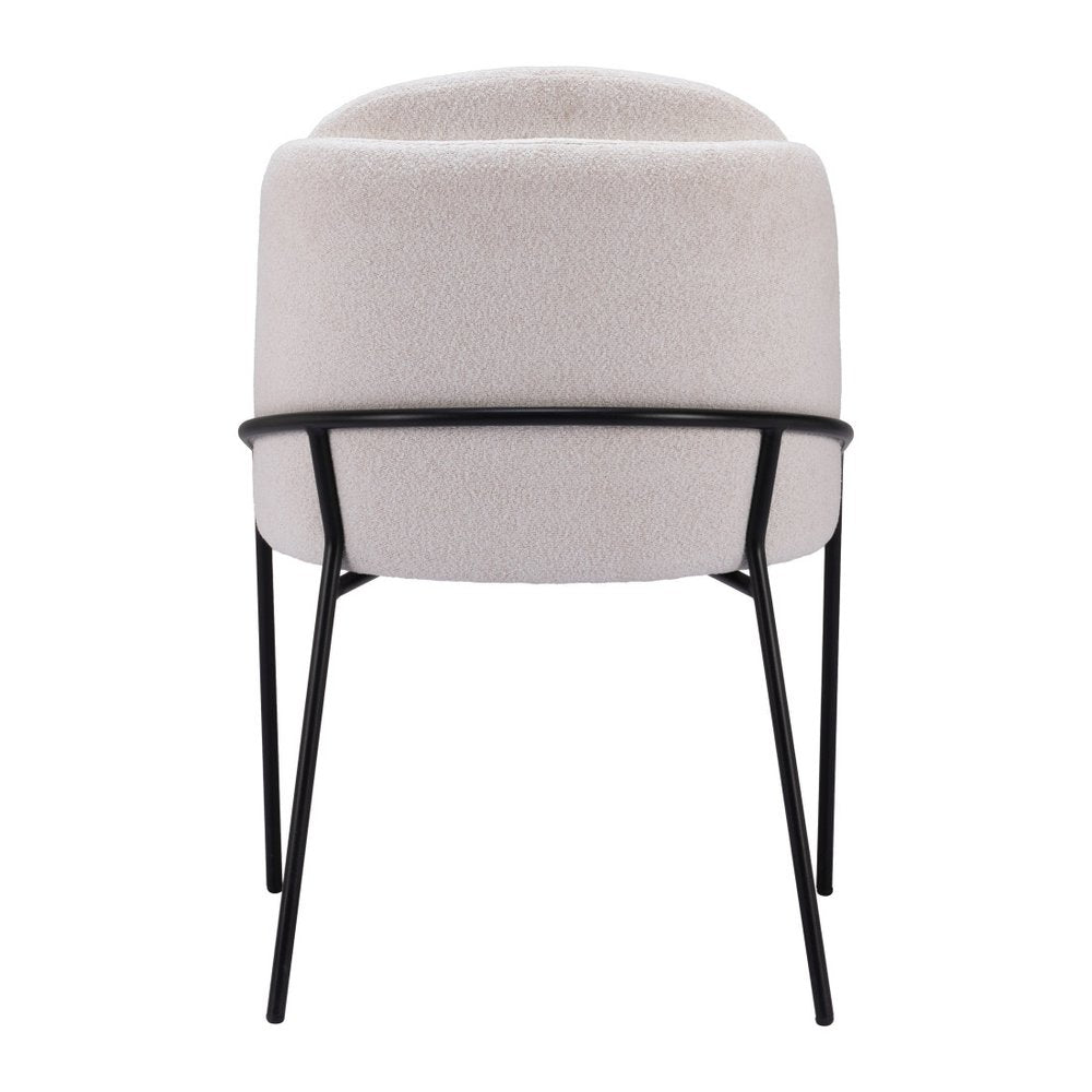 Set of Two Ivory and Black Faux Fur Dining Side Chairs