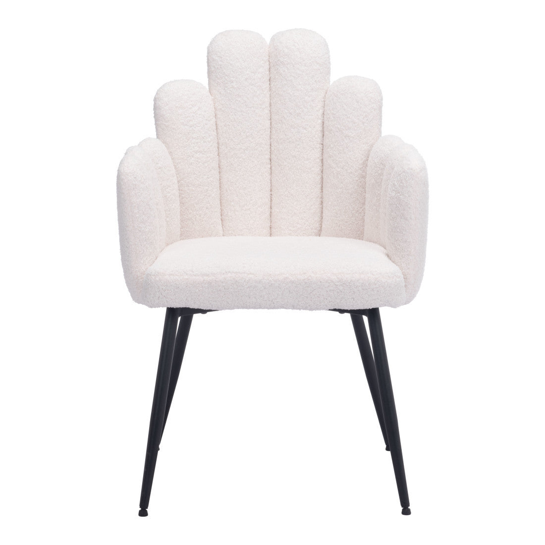 Set of Two Ivory And Black Tufted Boucle And Steel Dining Arm Chairs