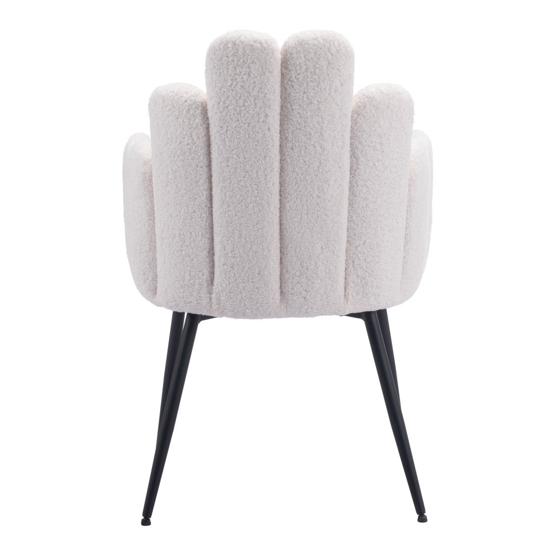 Set of Two Ivory And Black Tufted Boucle And Steel Dining Arm Chairs