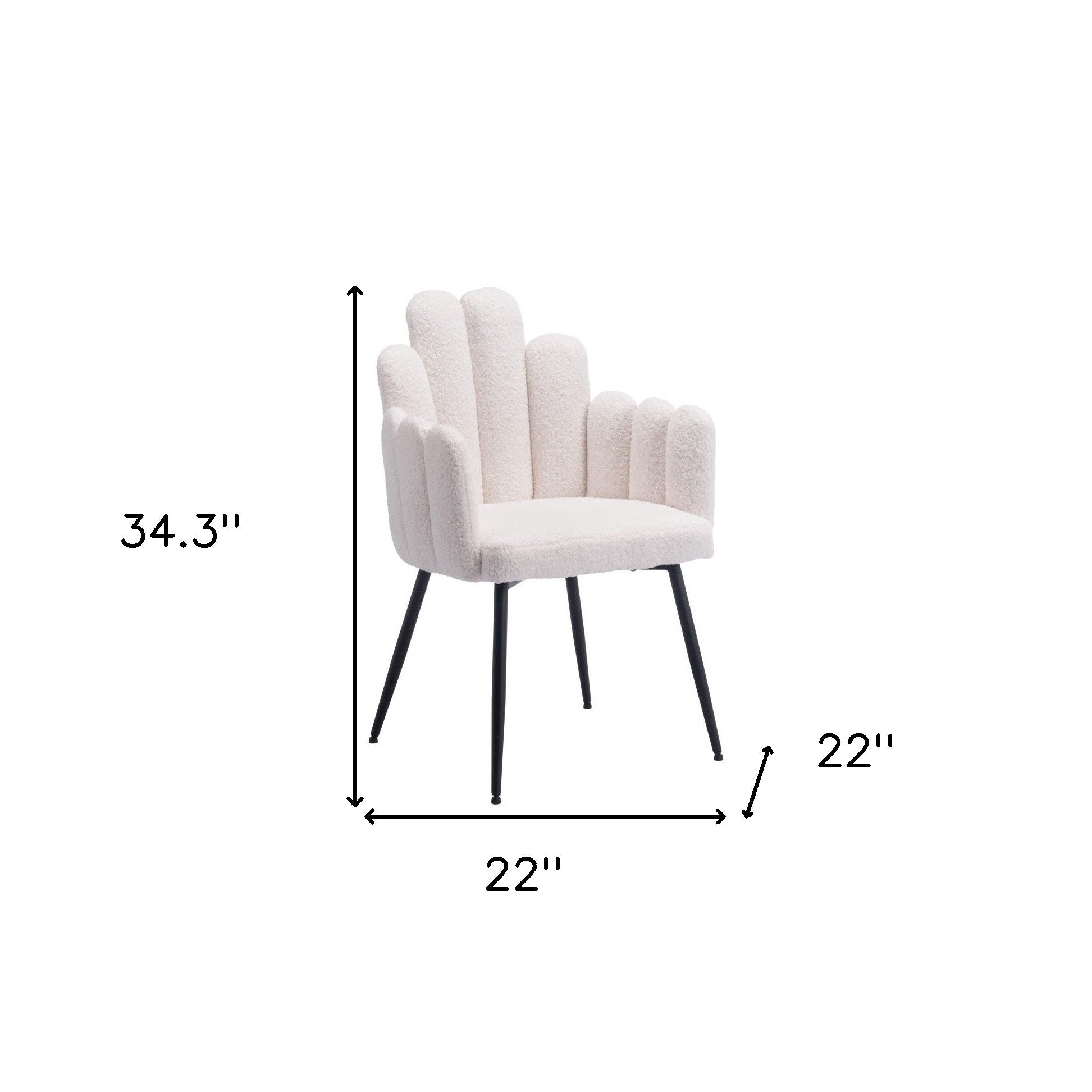 Set of Two Ivory And Black Tufted Boucle And Steel Dining Arm Chairs
