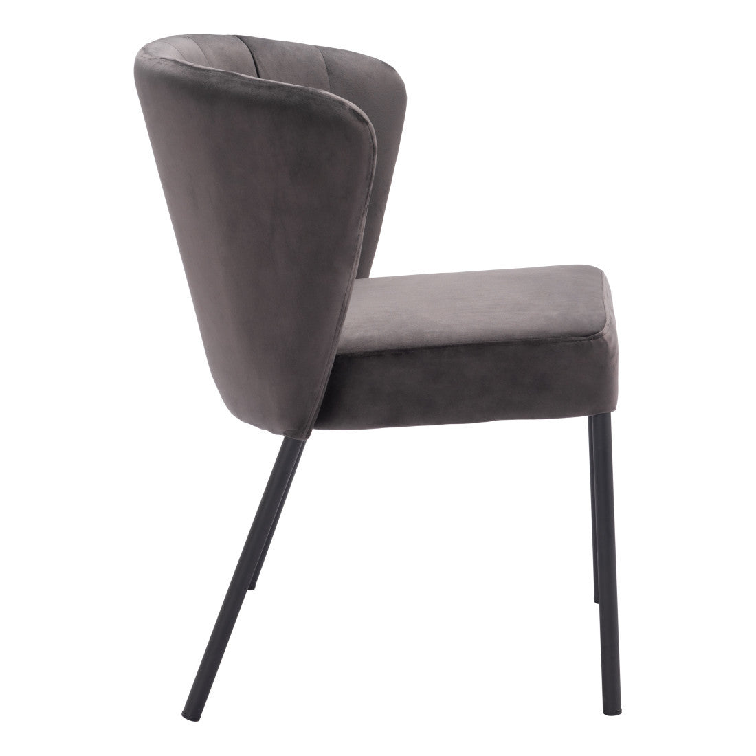 Set of Two Gray And Black Tufted Velvet And Steel Dining Side Chairs