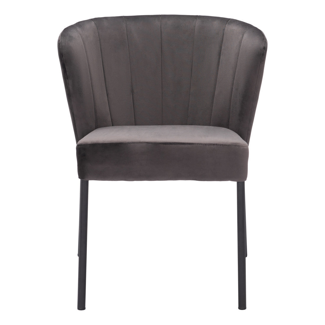 Set of Two Gray And Black Tufted Velvet And Steel Dining Side Chairs