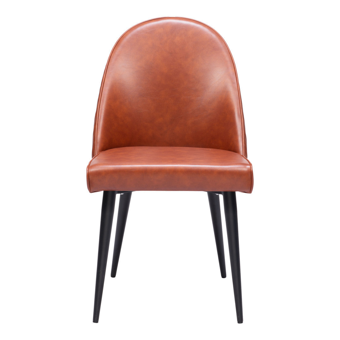 Set of Two Brown And Black Faux Leather And Steel Dining Side Chairs