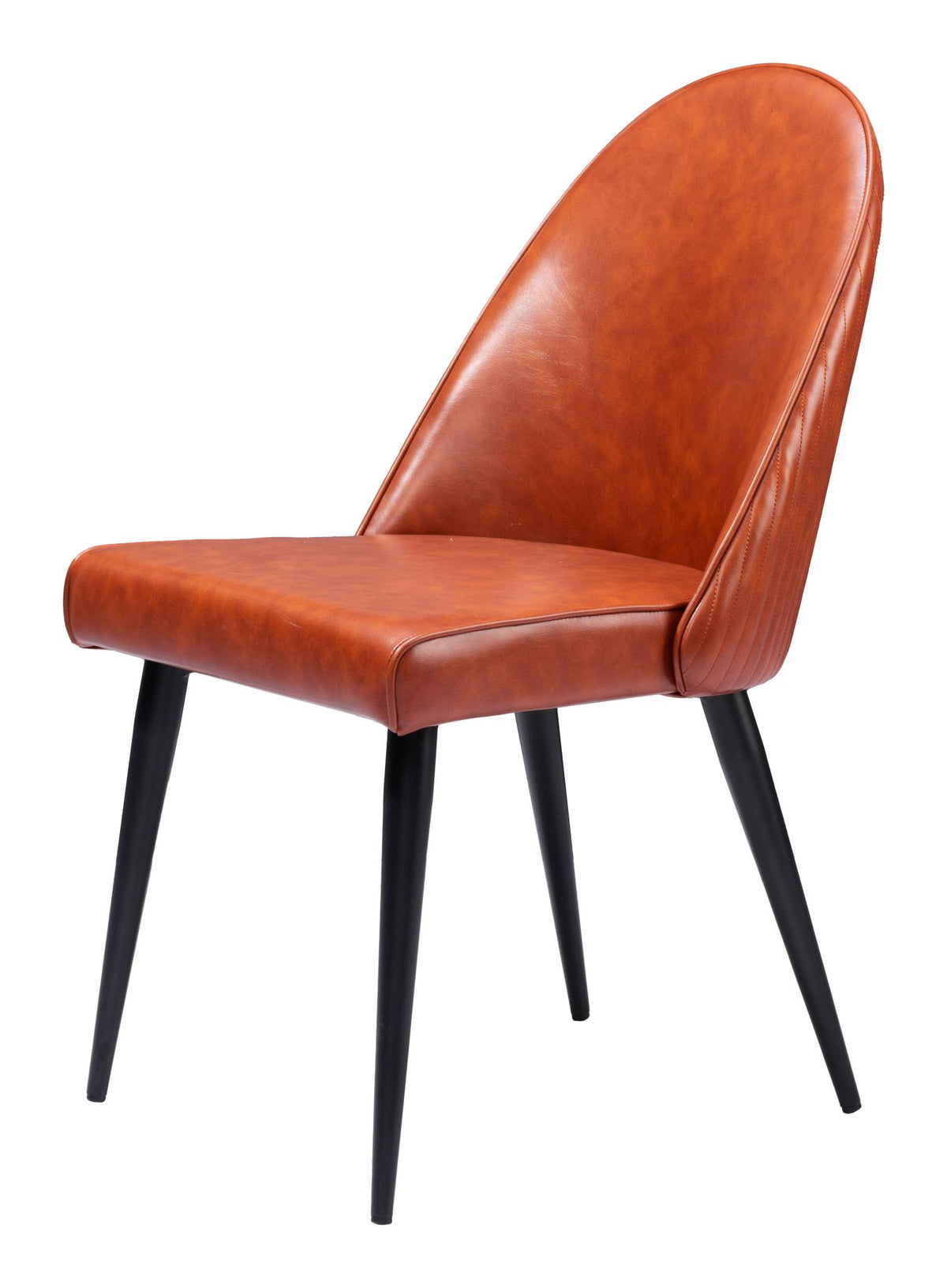 Set of Two Brown And Black Faux Leather And Steel Dining Side Chairs