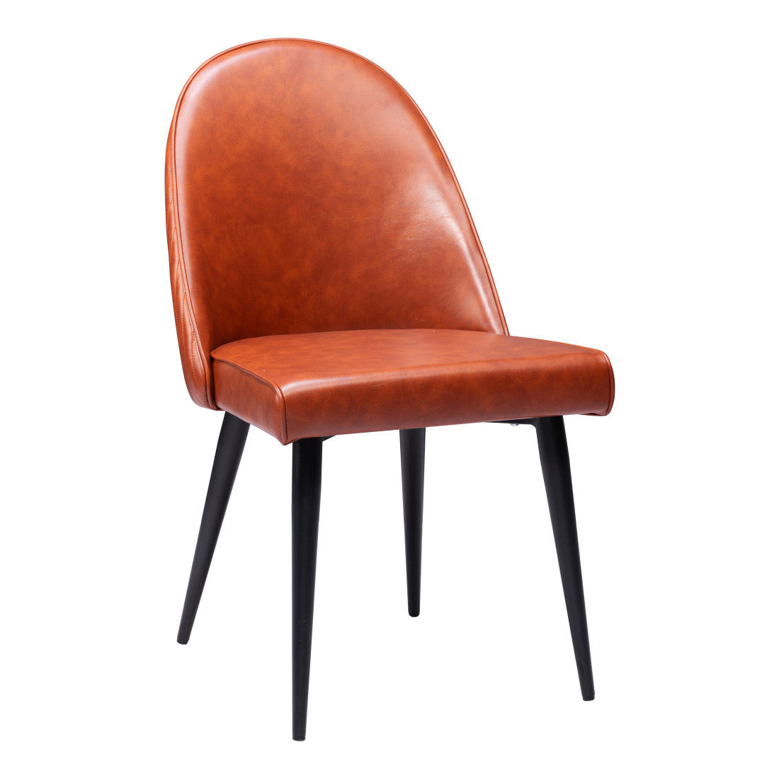 Set of Two Brown And Black Faux Leather And Steel Dining Side Chairs