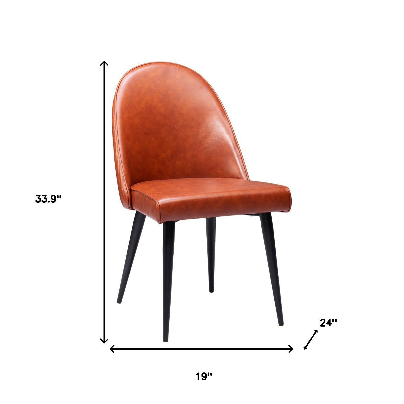 Set of Two Brown And Black Faux Leather And Steel Dining Side Chairs